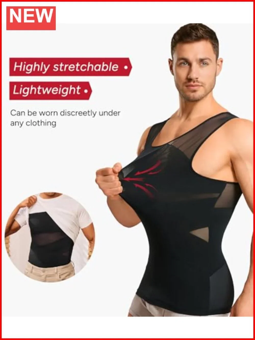 Double Layer Compression Tank Top for Men - Slimming Shapewear Undershirt for